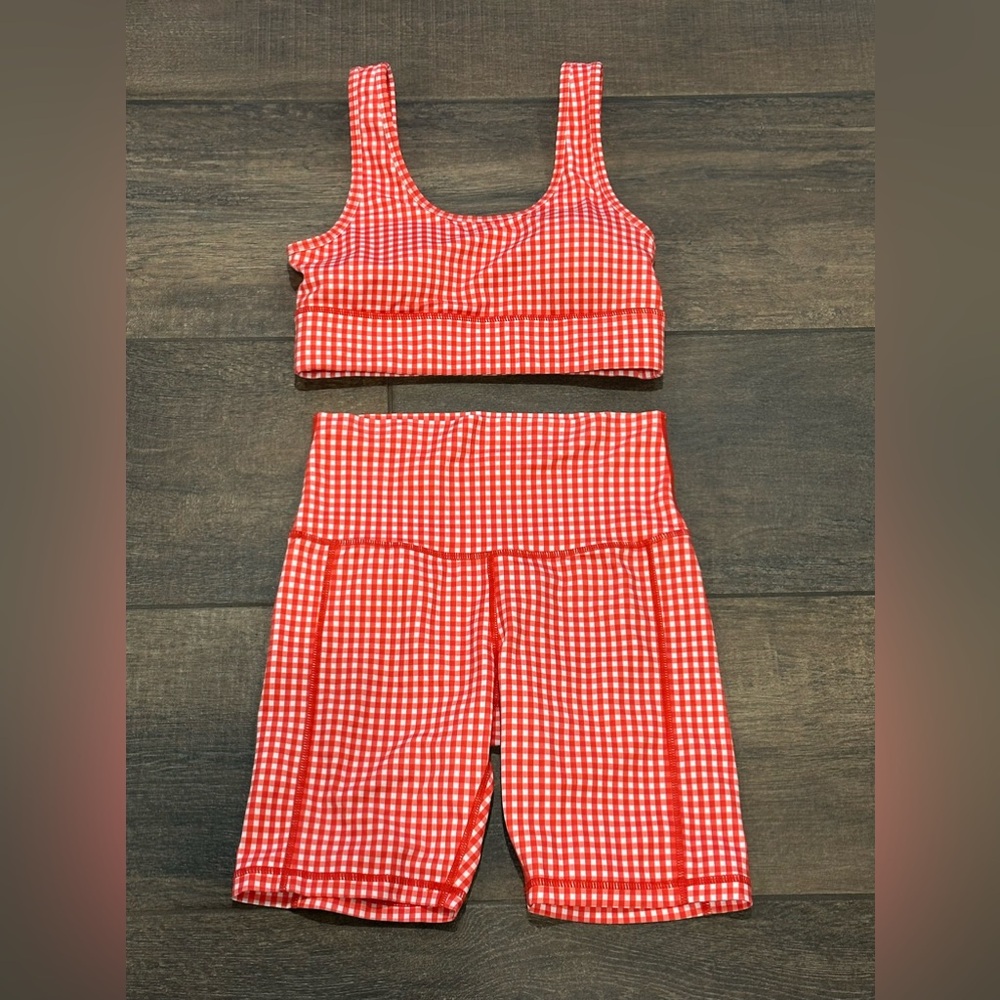 High-Waist Women's Shorts in Red Gingham